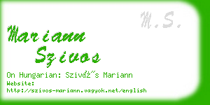 mariann szivos business card